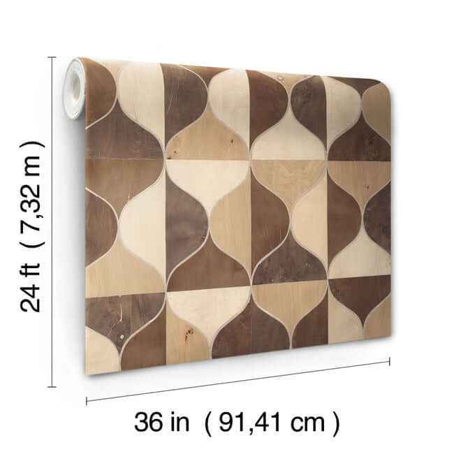 Burlwood Ogee Warm Neutral Wallpaper - York Wallcoverings - DT5003 - York Wallcoverings Wallpaper