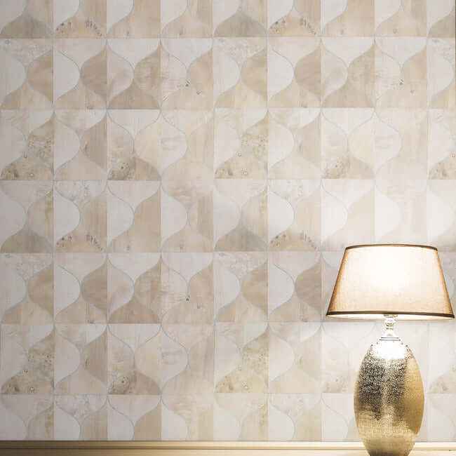 Burlwood Ogee White Wallpaper - York Wallcoverings - DT5002