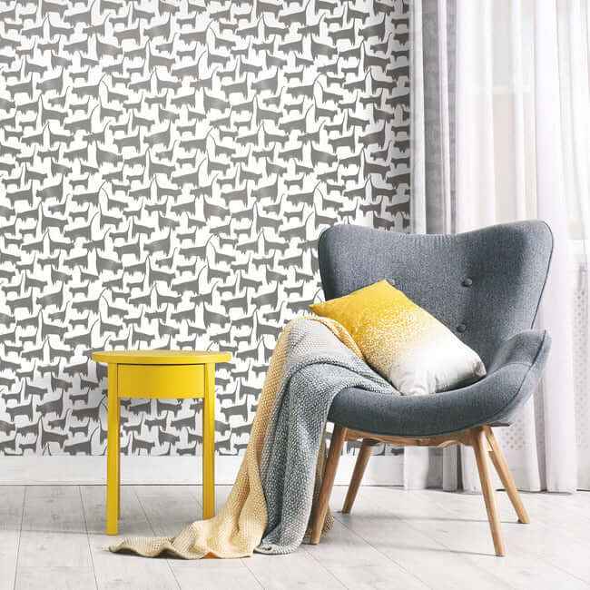 Cat Tails Black Peel & Stick Wallpaper - York Wallcoverings - PSW1340RL - York Wallcoverings Wallpaper