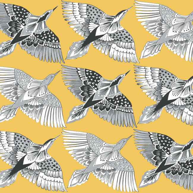 Feather Flight Yellow Peel & Stick Wallpaper - York Wallcoverings - PSW1350RL - York Wallcoverings Wallpaper