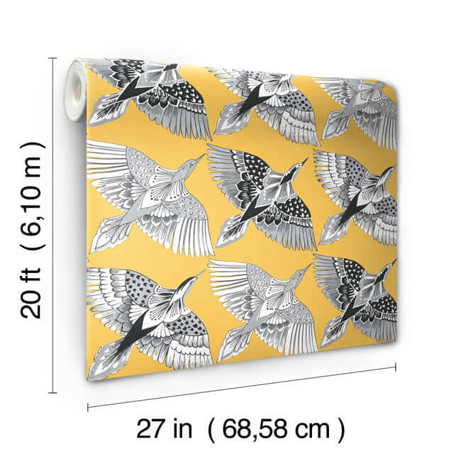 feather-flight-premium-peel-stick-wallpaper-yellow-york-wallcoverings-psw1350rl - York Wallcoverings Wallpaper