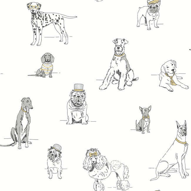 dogs-life-premium-peel-stick-wallpaper-silvergold-york-wallcoverings-psw1339rl - York Wallcoverings Wallpaper