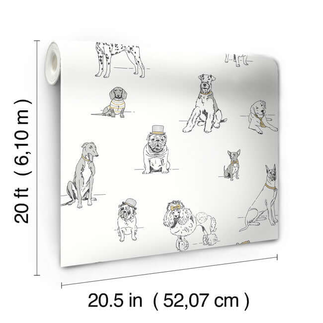 dogs-life-premium-peel-stick-wallpaper-silvergold-york-wallcoverings-psw1339rl - York Wallcoverings Wallpaper