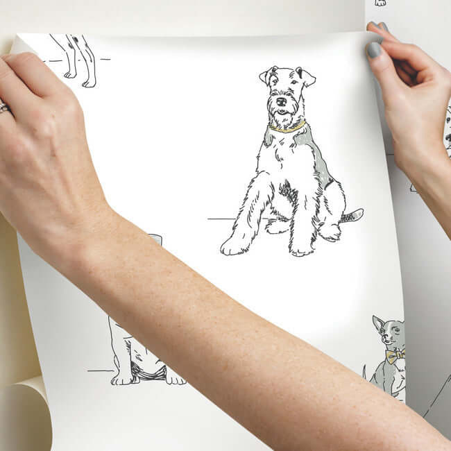 dogs-life-premium-peel-stick-wallpaper-silvergold-york-wallcoverings-psw1339rl - York Wallcoverings Wallpaper