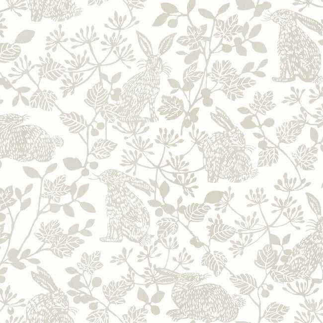 Botanical Bunnies Beige Peel & Stick Wallpaper - York Wallcoverings - PSW1344RL