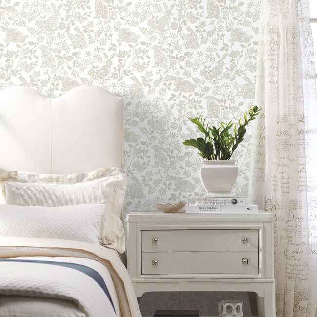 Botanical Bunnies Beige Peel & Stick Wallpaper - York Wallcoverings - PSW1344RL - York Wallcoverings Wallpaper