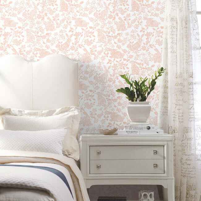 Botanical Bunnies Pink Peel & Stick Wallpaper - York Wallcoverings - PSW1343RL - York Wallcoverings Wallpaper
