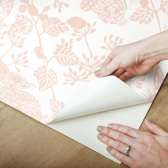 botanical-bunnies-premium-peel-stick-wallpaper-pink-york-wallcoverings-psw1343rl - York Wallcoverings Wallpaper