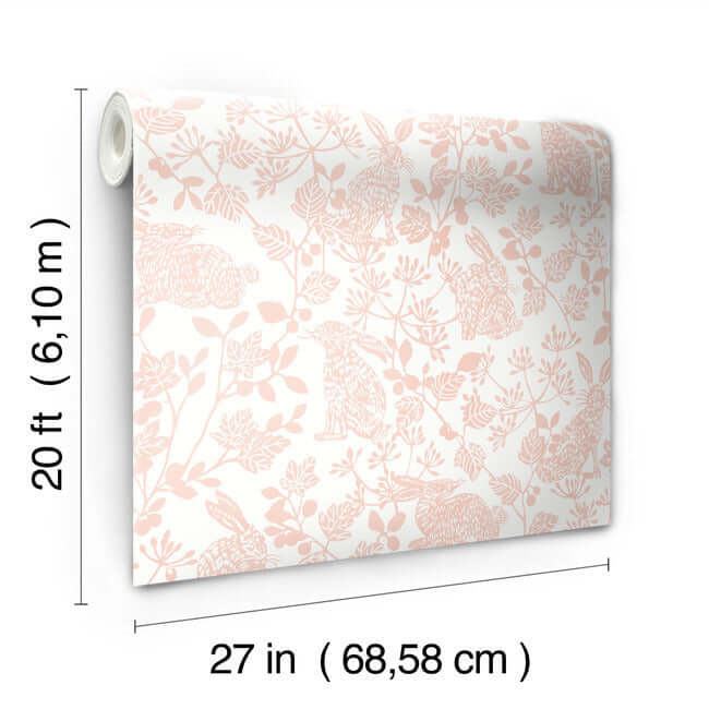 botanical-bunnies-premium-peel-stick-wallpaper-pink-york-wallcoverings-psw1343rl - York Wallcoverings Wallpaper