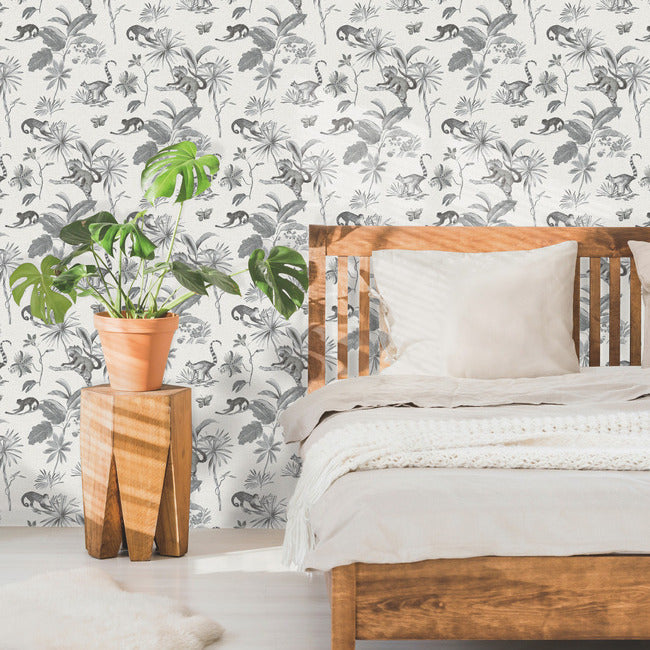 botanicals-lemurs-premium-peel-stick-wallpaper-graphite-york-wallcoverings-psw1354rl