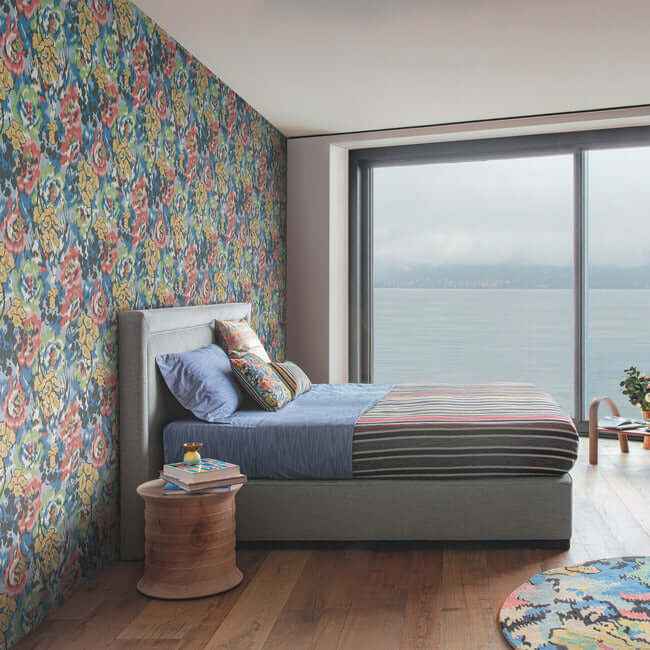 Flower Pot Blue Wallpaper - York Wallcoverings - MI10300