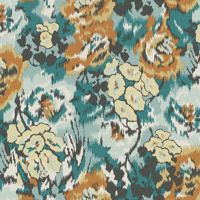 flower-pot-teal-orange-wallpaper-york-wallcoverings-mi10301 - York Wallcoverings Wallpaper