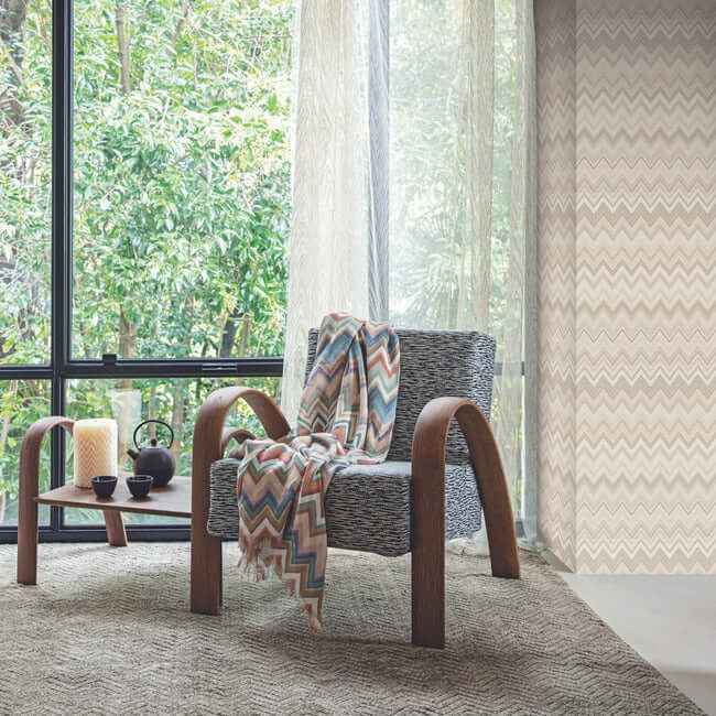 Happy Zigzag Neutral Wallpaper - York Wallcoverings - MI10334