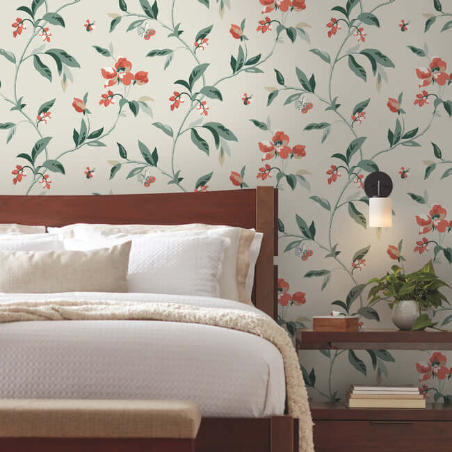 springtime-beige-orange-wallpaper-york-wallcoverings-go8284 - York Wallcoverings Wallpaper