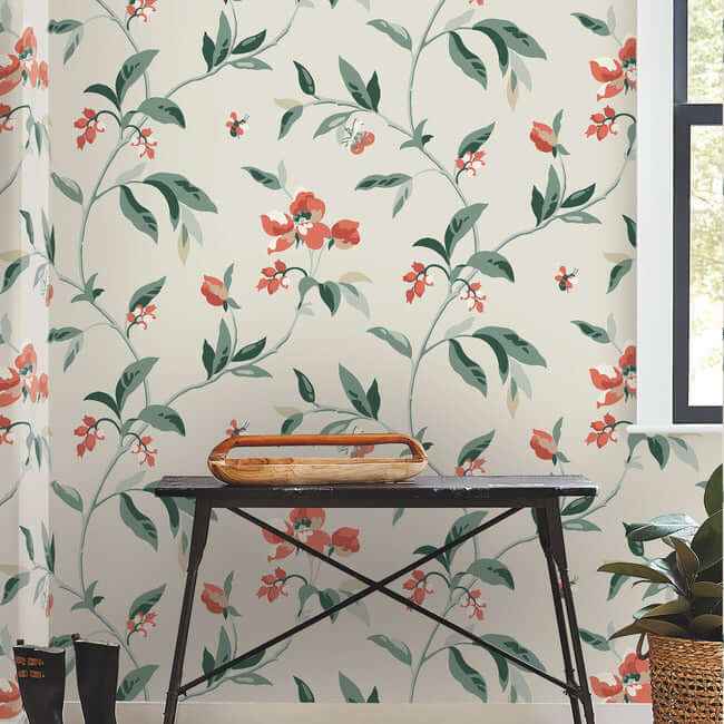 Springtime Beige & Orange Wallpaper - York Wallcoverings - GO8284
