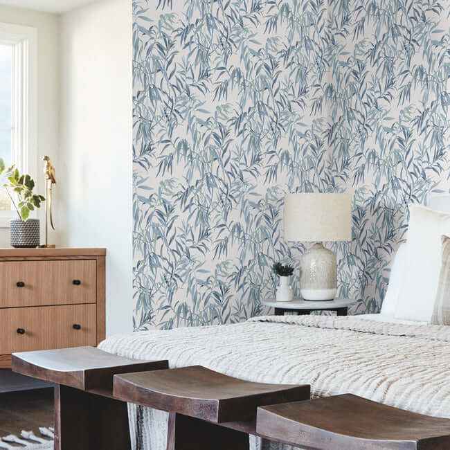 Willow Grove Sky Blue Wallpaper - York Wallcoverings - GO8242