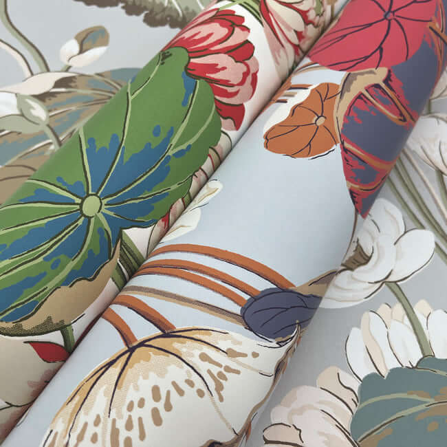 lotus-pond-purple-pink-wallpaper-york-wallcoverings-go8291 - York Wallcoverings Wallpaper