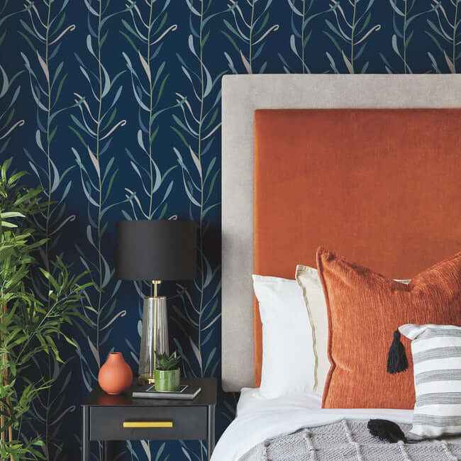 Chloe Vine Indigo Wallpaper - York Wallcoverings - GO8324 - York Wallcoverings Wallpaper