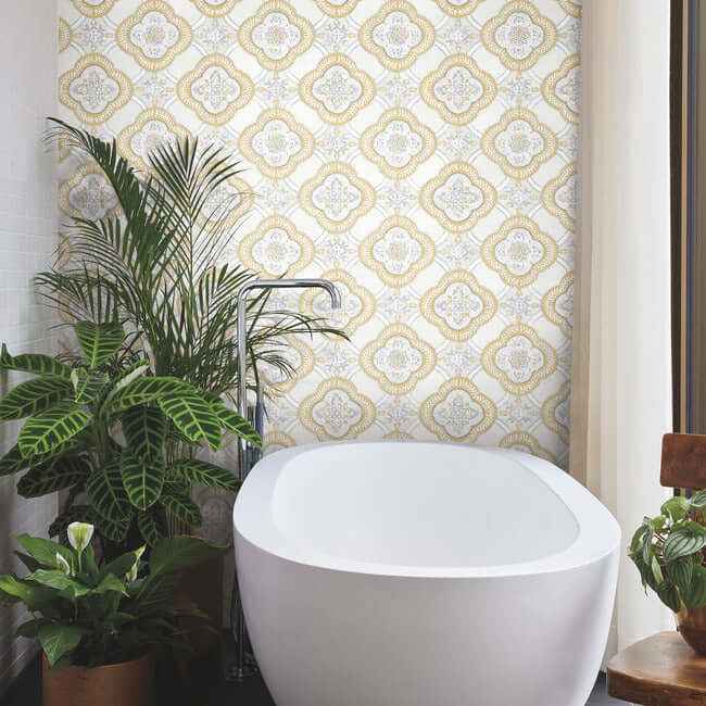 Garden Trellis Ochre Wallpaper - York Wallcoverings - GO8215 - York Wallcoverings Wallpaper