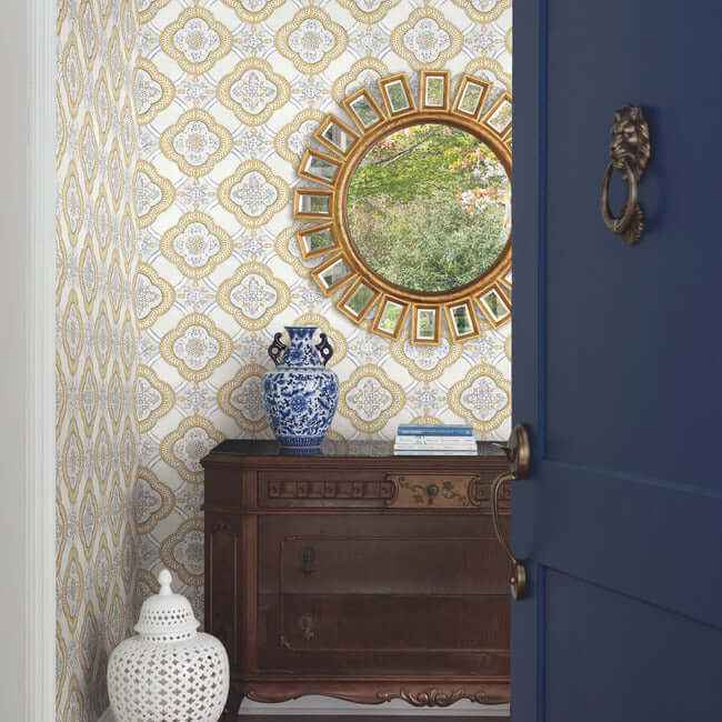 Garden Trellis Ochre Wallpaper - York Wallcoverings - GO8215 - York Wallcoverings Wallpaper
