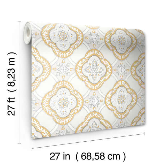 garden-trellis-ochre-wallpaper-york-wallcoverings-go8215 - York Wallcoverings Wallpaper