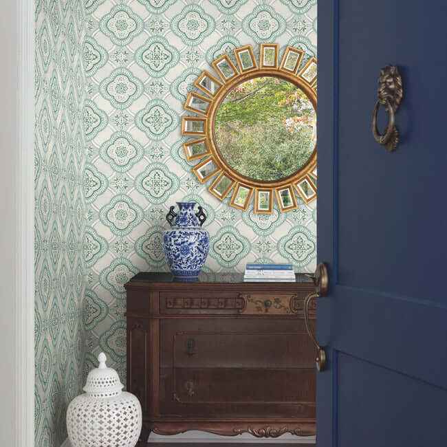 Garden Trellis Rain Wallpaper - York Wallcoverings - GO8211 - York Wallcoverings Wallpaper