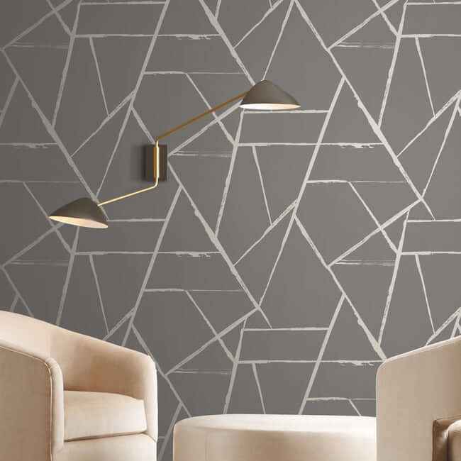 Intersect Grey Metallic Wallpaper - York Wallcoverings - CC1292 - York Wallcoverings Wallpaper