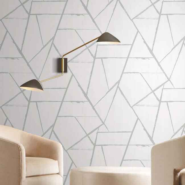 Intersect Silver Metallic Wallpaper - York Wallcoverings - CC1296 - York Wallcoverings Wallpaper
