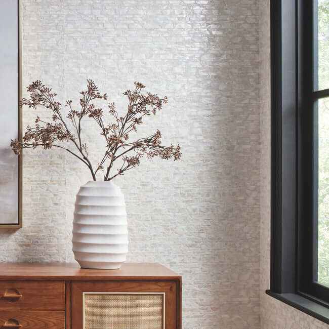 Capiz Offering White Pearl Wallpaper - York Wallcoverings - CC1202 - York Wallcoverings Wallpaper