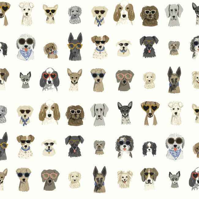 Dog Days Multi White Peel & Stick Wallpaper - York Wallcoverings - PSW1461RL - York Wallcoverings Wallpaper