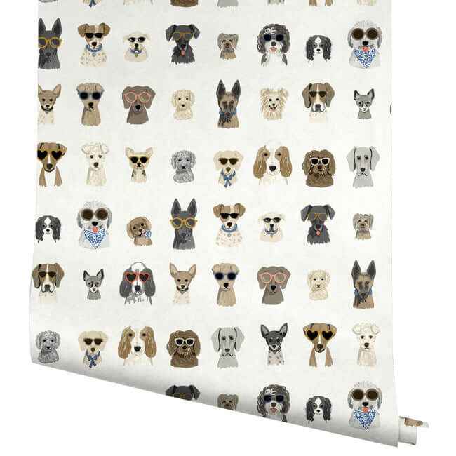 Dog Days Multi White Peel & Stick Wallpaper - York Wallcoverings - PSW1461RL - York Wallcoverings Wallpaper
