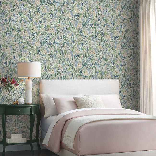 Lea Indigo Peel & Stick Wallpaper - York Wallcoverings - PSW1468RL - York Wallcoverings Wallpaper