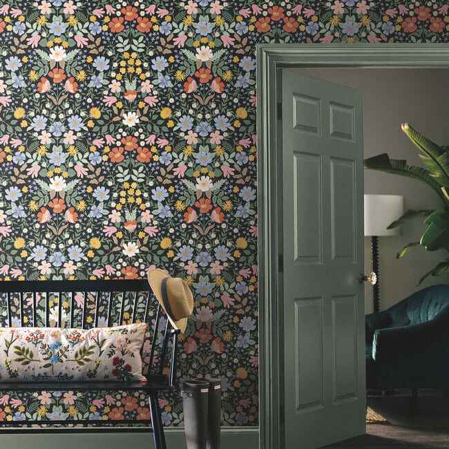 Bramble Garden Black Peel & Stick Wallpaper - York Wallcoverings - PSW1478RL - York Wallcoverings Wallpaper