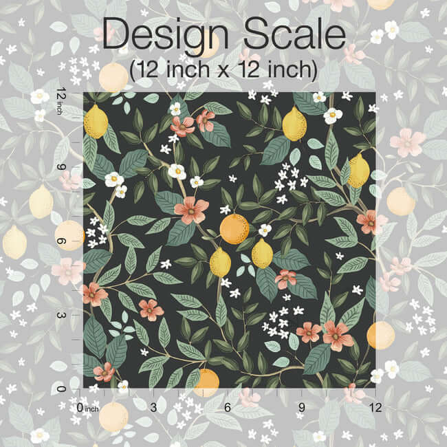 citrus-grove-premium-peel-stick-wallpaper-black-york-wallcoverings-psw1482rl - York Wallcoverings Wallpaper