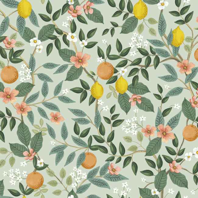 Citrus Grove Mint Peel & Stick Wallpaper - York Wallcoverings - PSW1480RL
