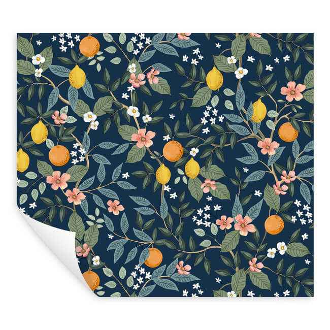 Citrus Grove Navy Peel & Stick Wallpaper - York Wallcoverings - PSW1481RL - York Wallcoverings Wallpaper