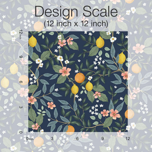 citrus-grove-premium-peel-stick-wallpaper-navy-york-wallcoverings-psw1481rl - York Wallcoverings Wallpaper