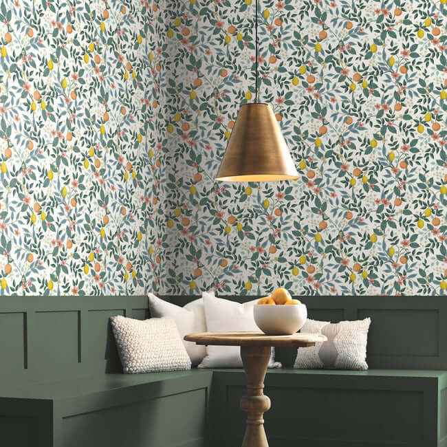 Citrus Grove White Peel & Stick Wallpaper - York Wallcoverings - PSW1479RL - York Wallcoverings Wallpaper