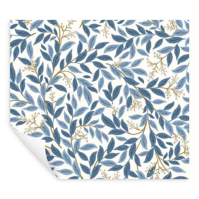 Willowberry Blue & White Peel & Stick Wallpaper - York Wallcoverings - PSW1469RL - York Wallcoverings Wallpaper