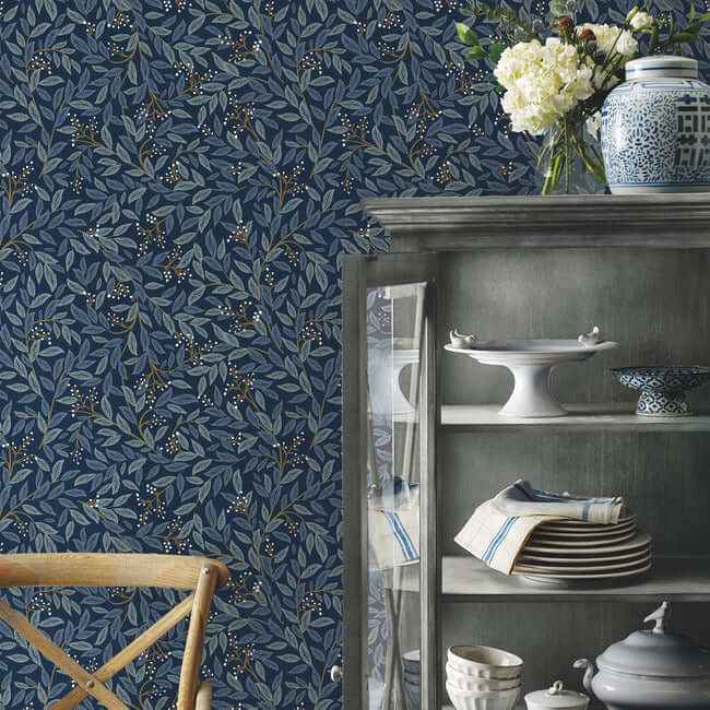 Willowberry Navy Peel & Stick Wallpaper - York Wallcoverings - PSW1470RL - York Wallcoverings Wallpaper