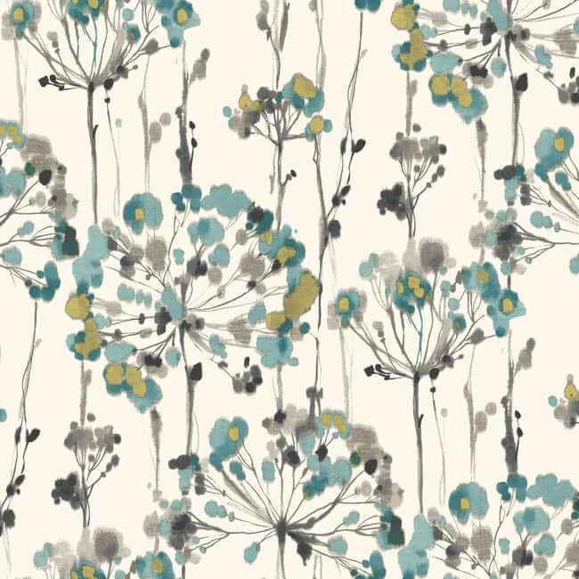 Flourish Turquoise Peel & Stick Wallpaper - York Wallcoverings - PSW1096RL - York Wallcoverings Wallpaper