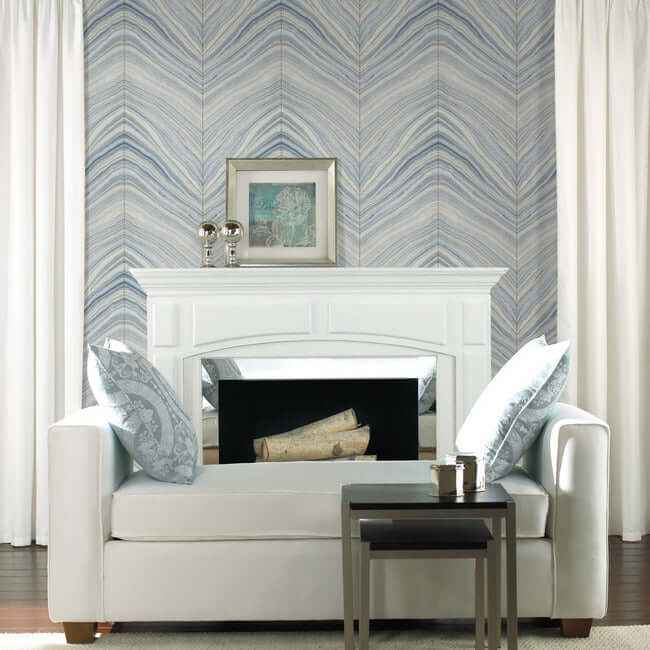 Onyx Strata Mist Blue Peel & Stick Wallpaper - York Wallcoverings - PSW1421RL - York Wallcoverings Wallpaper