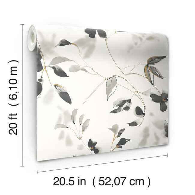 Linden Flower Black Peel & Stick Wallpaper - York Wallcoverings - PSW1103RL - York Wallcoverings Wallpaper
