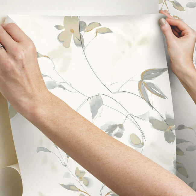 linden-flower-premium-peel-stick-wallpaper-soft-neutral-york-wallcoverings-psw1424rl - York Wallcoverings Wallpaper