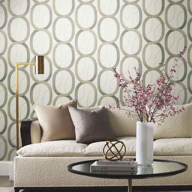 Interlock Light Taupe Peel & Stick Wallpaper - York Wallcoverings - PSW1418RL - York Wallcoverings Wallpaper