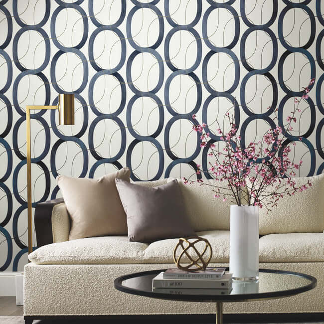 interlock-premium-peel-stick-wallpaper-navy-york-wallcoverings-psw1420rl - York Wallcoverings Wallpaper
