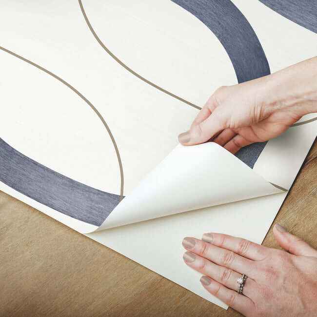 Interlock Navy Peel & Stick Wallpaper - York Wallcoverings - PSW1420RL - York Wallcoverings Wallpaper