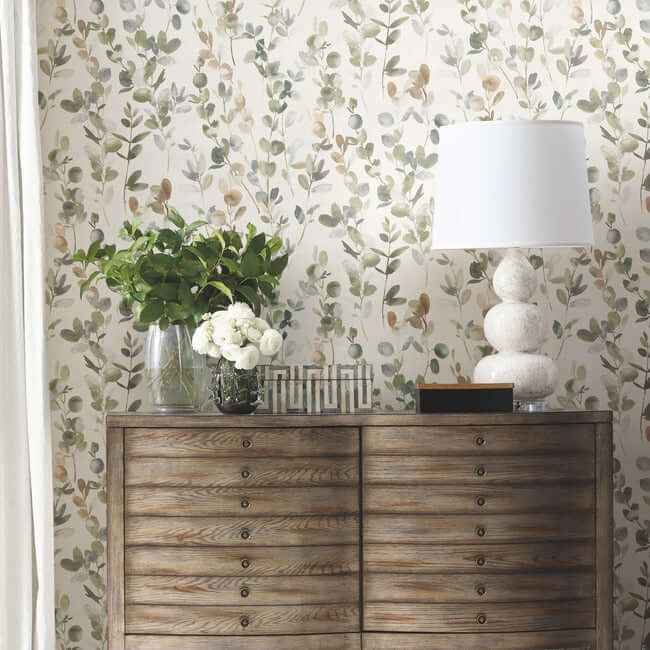 Joyful Eucalyptus Green Peel & Stick Wallpaper - York Wallcoverings - PSW1430RL - York Wallcoverings Wallpaper