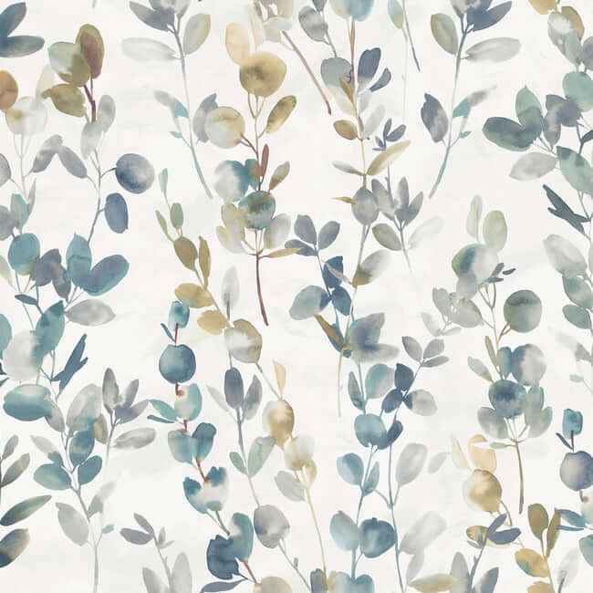 Joyful Eucalyptus Navy Peel & Stick Wallpaper - York Wallcoverings - PSW1431RL