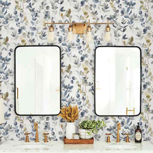 Joyful Eucalyptus Navy Peel & Stick Wallpaper - York Wallcoverings - PSW1431RL - York Wallcoverings Wallpaper